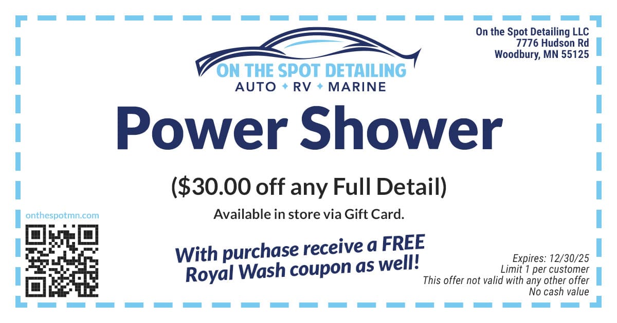 Coupon: Free Royal Wash with paid interior detailing.